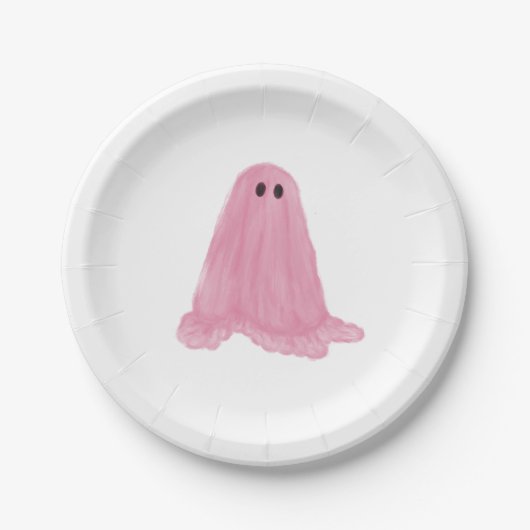 Pink Ghost Halloween Papier Bord (Voorkant)