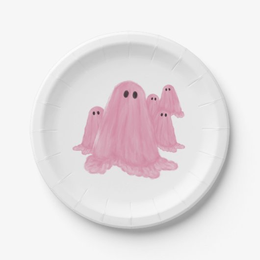 Pink Ghost Halloween Papier Bord (Voorkant)