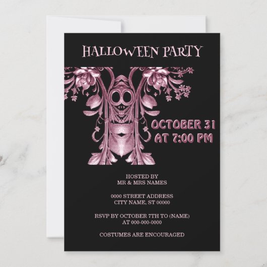 Pink Ghost Halloween Party Uitnodiging (Achterkant)