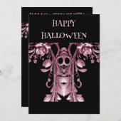 Pink Ghost Halloween Party Uitnodiging (Voorkant / Achterkant)