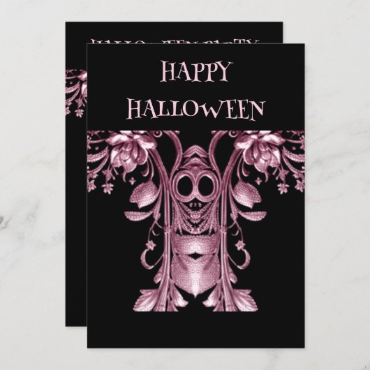 Pink Ghost Halloween Party Uitnodiging (Voorkant / Achterkant)