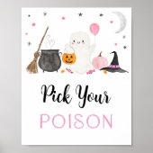 Pink Ghost Halloween Pick Your Poison Drinken Sign Poster (Voorkant)