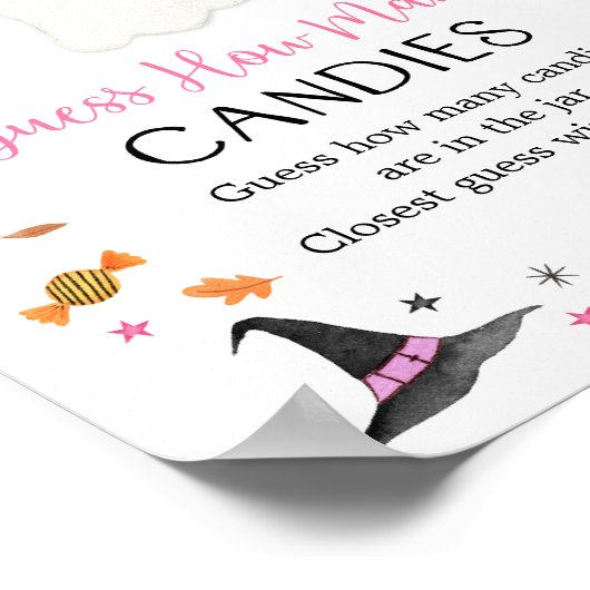 Pink Ghost Halloween Raad hoeveel spel Poster (Hoek)