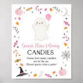 Pink Ghost Halloween Raad hoeveel spel Poster (Voorkant)