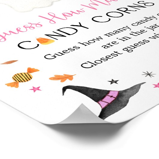 Pink Ghost Halloween Raad hoeveel spel Poster (Hoek)