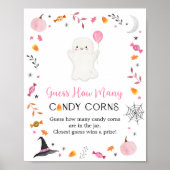Pink Ghost Halloween Raad hoeveel spel Poster (Voorkant)