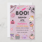 Pink Ghost Halloween Spooky Birthday Party Kaart (Voorkant)