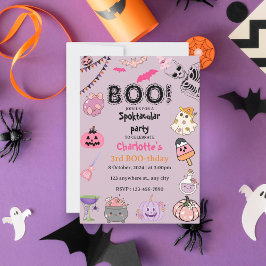 Pink Ghost Halloween Spooky Birthday Party Kaart