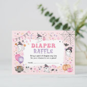 Pink Ghost Halloween Spooky Boo Luier Raffle Informatiekaartje (Staand voorkant)