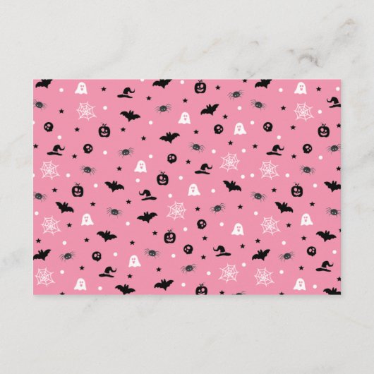 Pink Ghost Halloween Spooky Boo Luier Raffle Informatiekaartje (Achterkant)