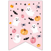 Pink Ghost Halloween Spooky One Happy Birthday Vlaggetjes (Eerste vlag)