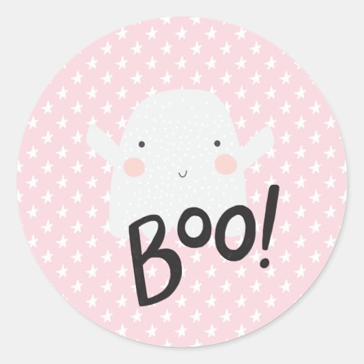 Pink Ghost Halloween Sticker (Voorkant)