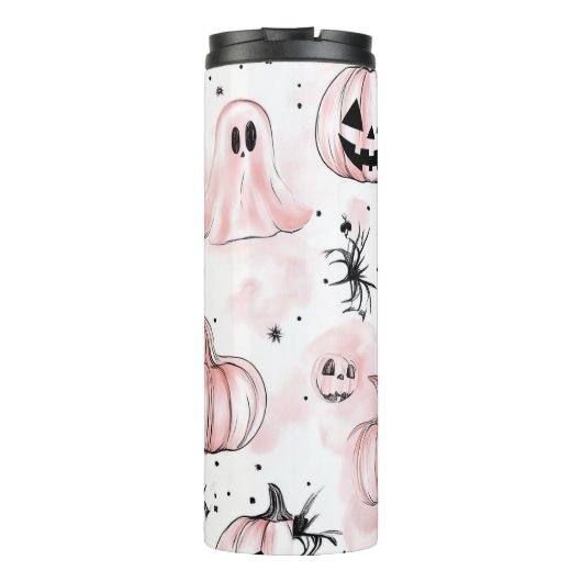 Pink Ghost Halloween Tumbler Thermosbeker (Achterkant)