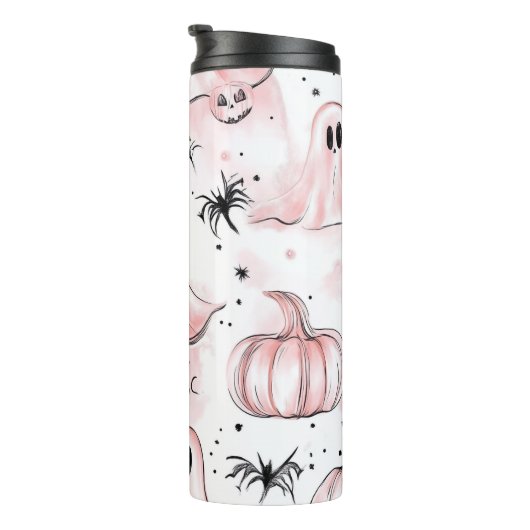 Pink Ghost Halloween Tumbler Thermosbeker (Geroteerd rechts)