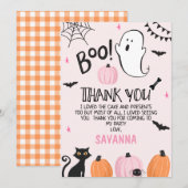 Pink Ghost Halloween Verjaardag Dank u Kaart (Voorkant / Achterkant)