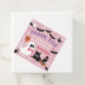 Pink Ghost Halloween Verjaardagsfeest Dank u Bedankjes Labels (In situ)