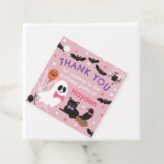 Pink Ghost Halloween Verjaardagsfeest Dank u Bedankjes Labels (In situ)
