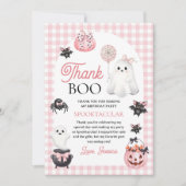 Pink Ghost Halloween Verjaardagsfeestje Bedankkaart (Voorkant)