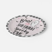 Pink Ghost Halloween Verjaardagsfeestje Papier Bor Papieren Bordje (Gekanteld)