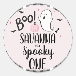 Pink Ghost Halloween Verjaardagsfeestje Ronde Sticker