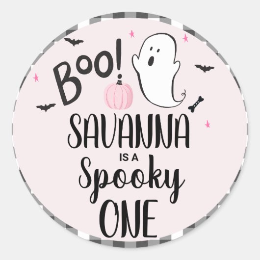 Pink Ghost Halloween Verjaardagsfeestje Ronde Sticker (Voorkant)