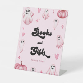 Pink Ghost Little Boo Baby shower Boeken Cadeaubon Reclamebord Met Voetstuk