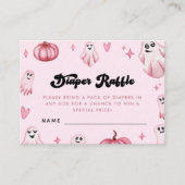 Pink Ghost Little Boo Baby shower Luier Raffle Informatiekaartje (Voorkant)