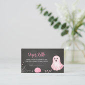 Pink Ghost Little Boo Baby shower Luier Raffle Informatiekaartje (Staand voorkant)