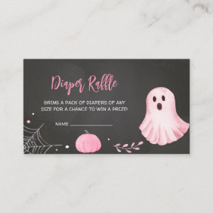 Pink Ghost Little Boo Baby shower Luier Raffle Informatiekaartje