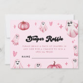 Pink Ghost Little Boo Baby shower Luier Raffle Kaart (Voorkant)