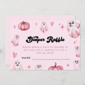 Pink Ghost Little Boo Baby shower Luier Raffle Kaart (Voorkant / Achterkant)