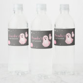 Pink Ghost Little Boo Baby shower Waterfles Etiket (Flessen)
