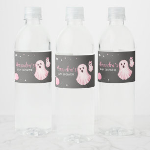 Pink Ghost Little Boo Baby shower Waterfles Etiket