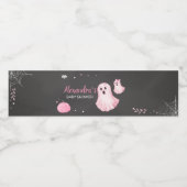 Pink Ghost Little Boo Baby shower Waterfles Etiket (Enkel label)