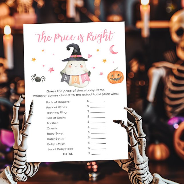 Pink Ghost Little Boo De prijs is het juiste spel (Little Boo Baby Shower The Price is Right Game)
