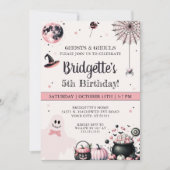 Pink Ghost Little Boo Halloween Verjaardagsfeestje Kaart (Voorkant)