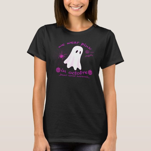 Pink Ghost October Borstkanker Bewustzijn Shirt (Voorkant)