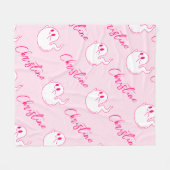 Pink Ghost Schattige Fleece Deken (Voorkant (Horizontaal))