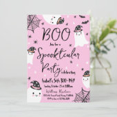 Pink Ghost Spooktacular Halloween Verjaardag Kaart (Staand voorkant)