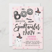 Pink Ghost Spooktacular Party Halloween Verjaardag Kaart (Voorkant)
