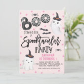 Pink Ghost Spooktacular Party Halloween Verjaardag Kaart (Staand voorkant)
