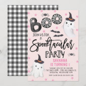 Pink Ghost Spooktacular Party Halloween Verjaardag Kaart (Voorkant / Achterkant)