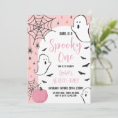 Pink Ghost Spooky One Halloween Verjaardag Kaart (Staand voorkant)