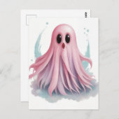Pink Ghost Waterverf AI Art Briefkaart (Voorkant / Achterkant)