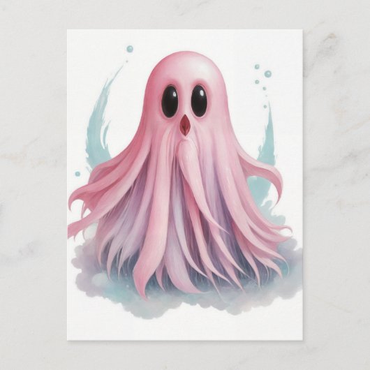 Pink Ghost Waterverf AI Art Briefkaart (Voorkant)