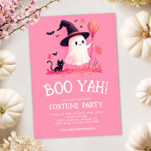 Pink Ghost Witch Kinder Halloween Kostuumfeest Kaart