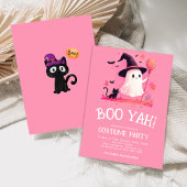 Pink Ghost Witch Kinder Halloween Kostuumfeest Kaart