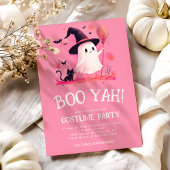 Pink Ghost Witch Kinder Halloween Kostuumfeest Kaart