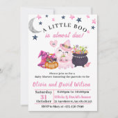 Pink Ghost, Witch Pet, Snoep: Halloween Baby showe Kaart (Voorkant)