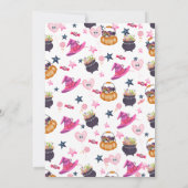 Pink Ghost, Witch Pet, Snoep: Halloween Baby showe Kaart (Achterkant)